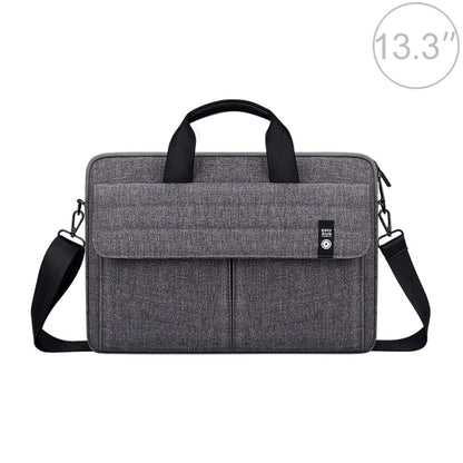 ST08 Handheld Briefcase Carrying Storage Bag with Shoulder Strap for 13.3 inch Laptop(Grey) by buy2fix