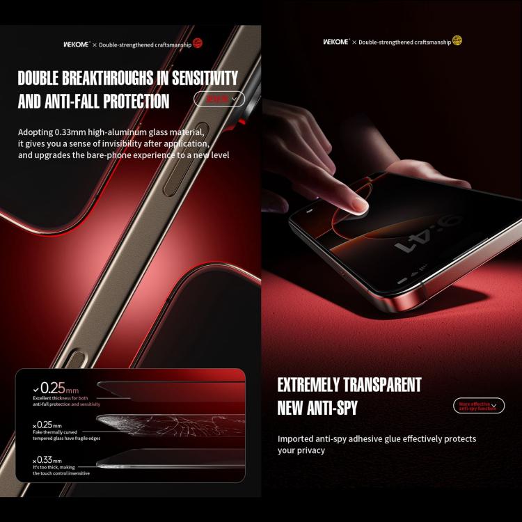 For iPhone 16 Pro WK WTP-116 Easy Install 6D Curved Ultra-Fine Edge Privacy Tempered Glass Film - iPhone 16 Pro Tempered Glass by WK | Online Shopping UK | buy2fix