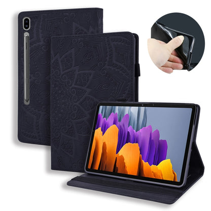 For Samsung Galaxy Tab S8 / Galaxy Tab S7 Calf Texture Embossed Horizontal Flip Leather Case with Holder & Card Slots & Photo Frame(Black) by buy2fix