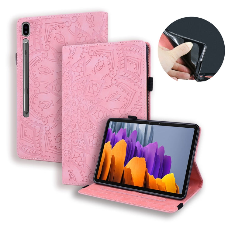 For Samsung Galaxy Tab S8+ / Tab S8 Plus / Tab S7 FE / Tab S7+ Calf Texture Embossed Horizontal Flip Leather Case with Holder & Card Slots & Photo Frame(Pink) by buy2fix