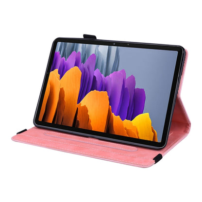 For Samsung Galaxy Tab S8+ / Tab S8 Plus / Tab S7 FE / Tab S7+ Calf Texture Embossed Horizontal Flip Leather Case with Holder & Card Slots & Photo Frame(Pink) by buy2fix