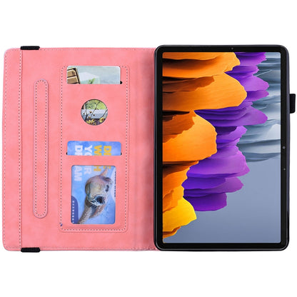 For Samsung Galaxy Tab S8+ / Tab S8 Plus / Tab S7 FE / Tab S7+ Calf Texture Embossed Horizontal Flip Leather Case with Holder & Card Slots & Photo Frame(Pink) by buy2fix