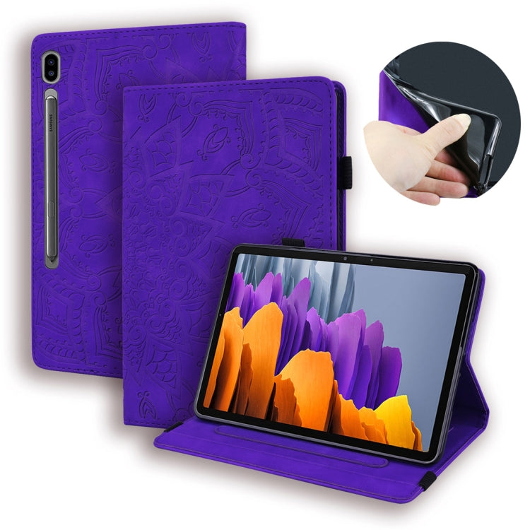 For Samsung Galaxy Tab S8+ / Tab S8 Plus / Tab S7 FE / Tab S7+ Calf Texture Embossed Horizontal Flip Leather Case with Holder & Card Slots & Photo Frame(Purple) by buy2fix