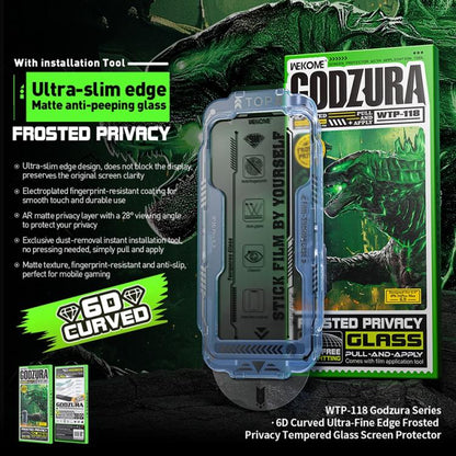 For iPhone 15 Pro Max WK WTP-118 Easy Install 6D Curved Ultra-Fine Edge Frosted Privacy Tempered Glass Film - iPhone 15 Pro Max Tempered Glass by WK | Online Shopping UK | buy2fix