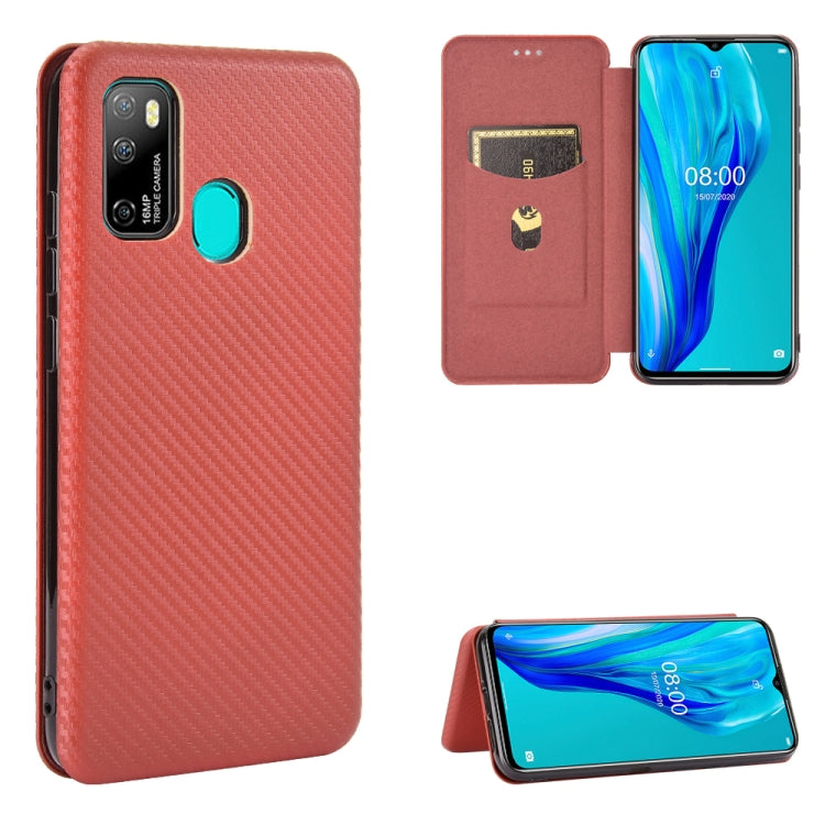 For Ulefone Note 9P Carbon Fiber Texture Horizontal Flip TPU + PC + PU Leather Case with Card Slot(Brown) by buy2fix