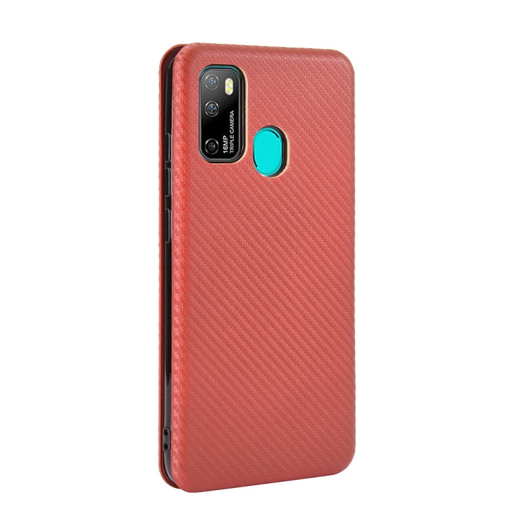 For Ulefone Note 9P Carbon Fiber Texture Horizontal Flip TPU + PC + PU Leather Case with Card Slot(Brown) by buy2fix