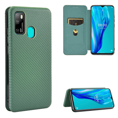For Ulefone Note 9P Carbon Fiber Texture Horizontal Flip TPU + PC + PU Leather Case with Card Slot(Green) by buy2fix