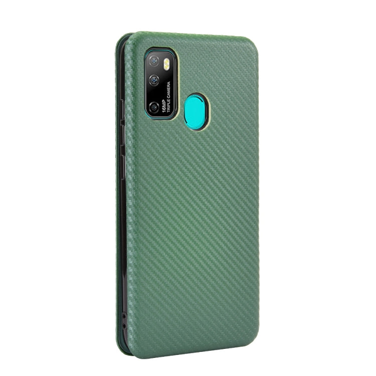For Ulefone Note 9P Carbon Fiber Texture Horizontal Flip TPU + PC + PU Leather Case with Card Slot(Green) by buy2fix