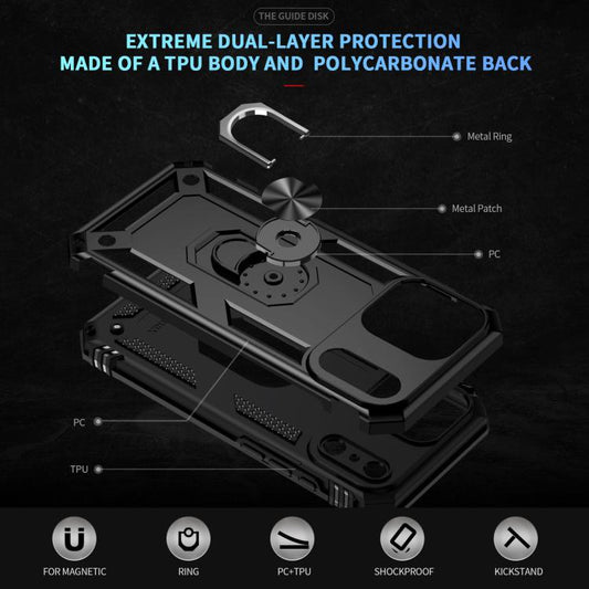 For iPhone Air Shockproof TPU Hybrid PC Phone Case with Holder(Black) - iPhone Air Cases by buy2fix | Online Shopping UK | buy2fix