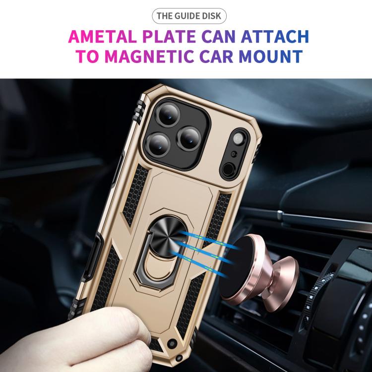 For iPhone 17 Air Shockproof TPU Hybrid PC Phone Case with Holder(Gold) - iPhone 17 Air Cases by buy2fix | Online Shopping UK | buy2fix