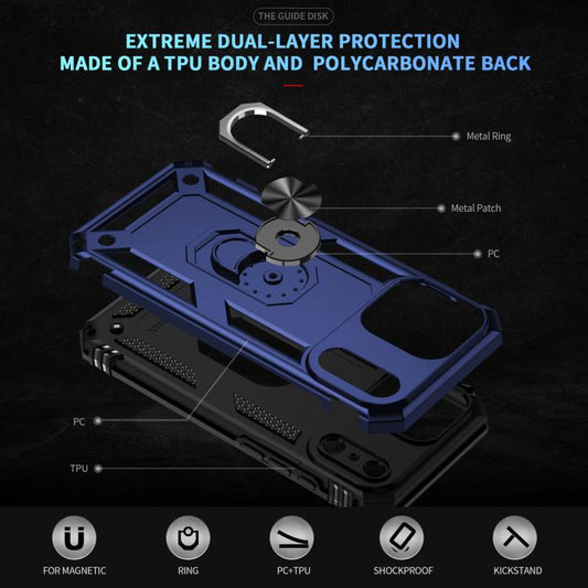For iPhone Air Shockproof TPU Hybrid PC Phone Case with Holder(Blue) - iPhone Air Cases by buy2fix | Online Shopping UK | buy2fix
