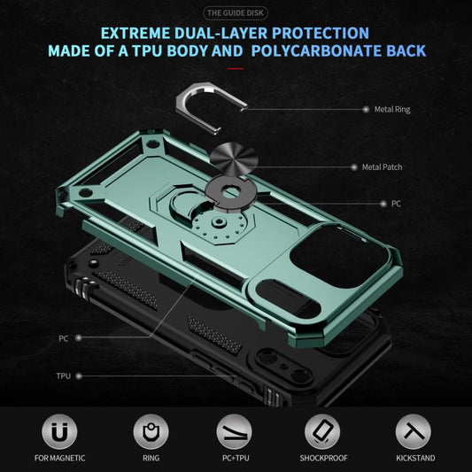 For iPhone Air Shockproof TPU Hybrid PC Phone Case with Holder(Dark Green) - iPhone Air Cases by buy2fix | Online Shopping UK | buy2fix