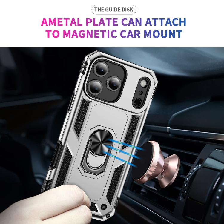 For iPhone 17 Air Shockproof TPU Hybrid PC Phone Case with Holder(Silver) - iPhone 17 Air Cases by buy2fix | Online Shopping UK | buy2fix