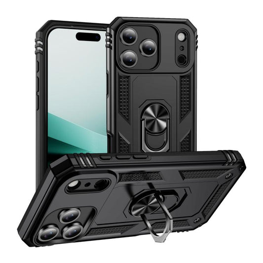 For iPhone 17 Pro Shockproof TPU Hybrid PC Phone Case with Holder(Black) - iPhone 17 Pro Cases by buy2fix | Online Shopping UK | buy2fix