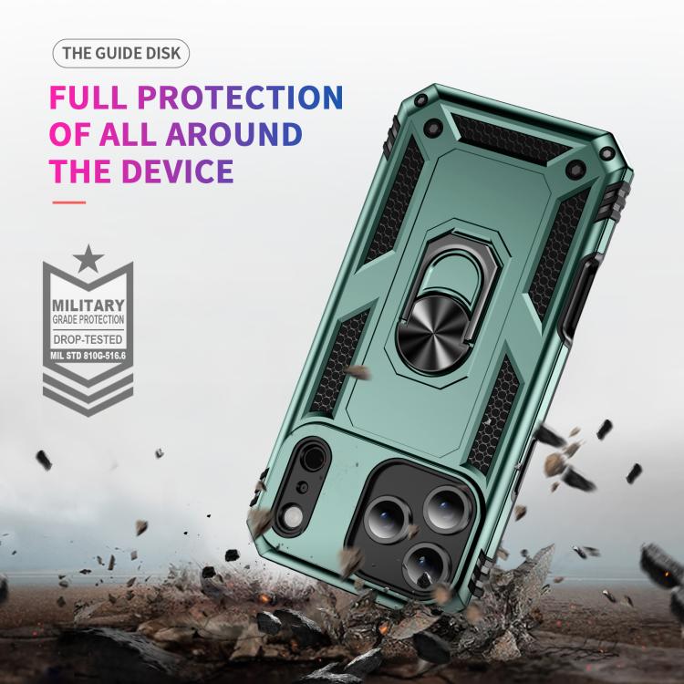 For iPhone 17 Pro Shockproof TPU Hybrid PC Phone Case with Holder(Dark Green) - iPhone 17 Pro Cases by buy2fix | Online Shopping UK | buy2fix