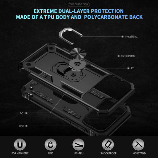 For iPhone 17 Pro Max Shockproof TPU Hybrid PC Phone Case with Holder(Black) - iPhone 17 Pro Max Cases by buy2fix | Online Shopping UK | buy2fix
