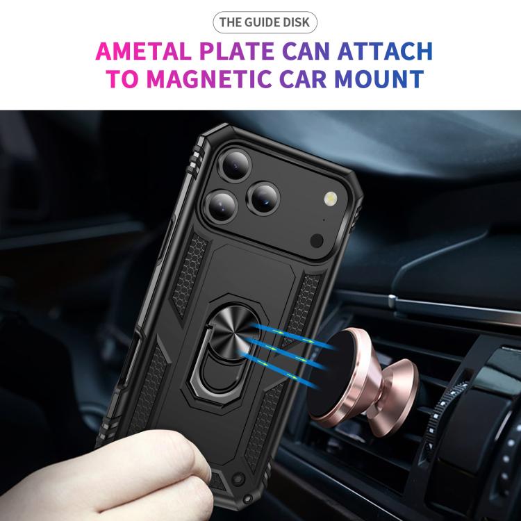 For iPhone 17 Pro Max Shockproof TPU Hybrid PC Phone Case with Holder(Black) - iPhone 17 Pro Max Cases by buy2fix | Online Shopping UK | buy2fix
