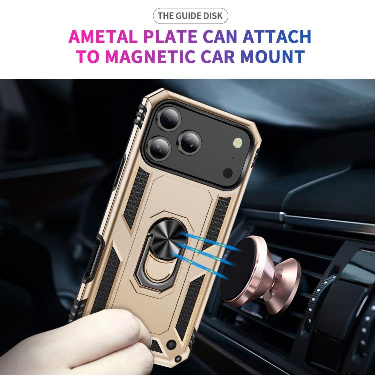 For iPhone 17 Pro Max Shockproof TPU Hybrid PC Phone Case with Holder(Gold) - iPhone 17 Pro Max Cases by buy2fix | Online Shopping UK | buy2fix