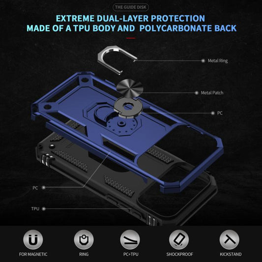 For iPhone 17 Pro Max Shockproof TPU Hybrid PC Phone Case with Holder(Blue) - iPhone 17 Pro Max Cases by buy2fix | Online Shopping UK | buy2fix