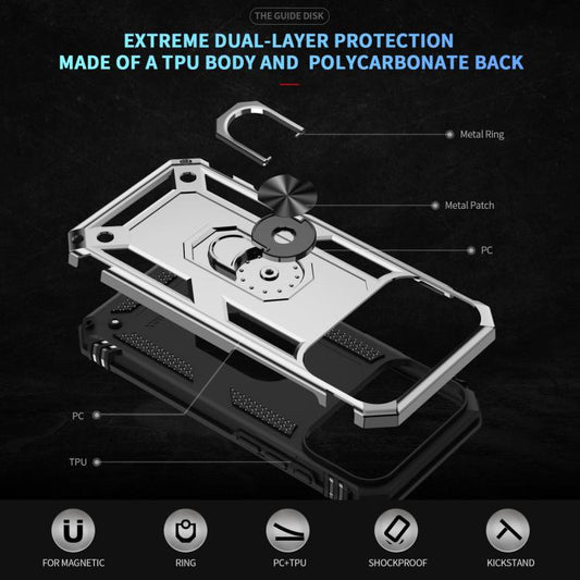For iPhone 17 Pro Max Shockproof TPU Hybrid PC Phone Case with Holder(Silver) - iPhone 17 Pro Max Cases by buy2fix | Online Shopping UK | buy2fix