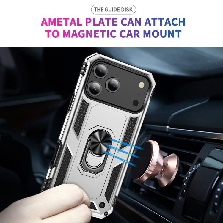 For iPhone 17 Pro Max Shockproof TPU Hybrid PC Phone Case with Holder(Silver) - iPhone 17 Pro Max Cases by buy2fix | Online Shopping UK | buy2fix