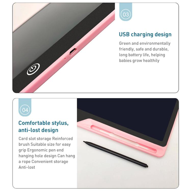 16 inch Rechargeable Children Drawing Board LCD Writing Tablet, Style:Black / Green Writing -  by buy2fix | Online Shopping UK | buy2fix