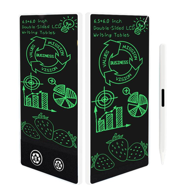 Simple Full Screen LCD Drawing Board Writing Tablet, 6.5+6.0 inch White / Green Writing -  by buy2fix | Online Shopping UK | buy2fix