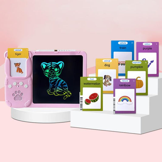8.5 inch Children Early Education Drawing Board Card English Audiobooks, Style:Pink / 112 Cards -  by buy2fix | Online Shopping UK | buy2fix