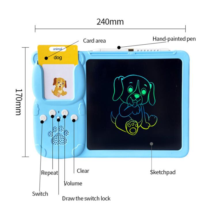 8.5 inch Children Early Education Drawing Board Card English Audiobooks, Style:Blue / 255 Cards -  by buy2fix | Online Shopping UK | buy2fix