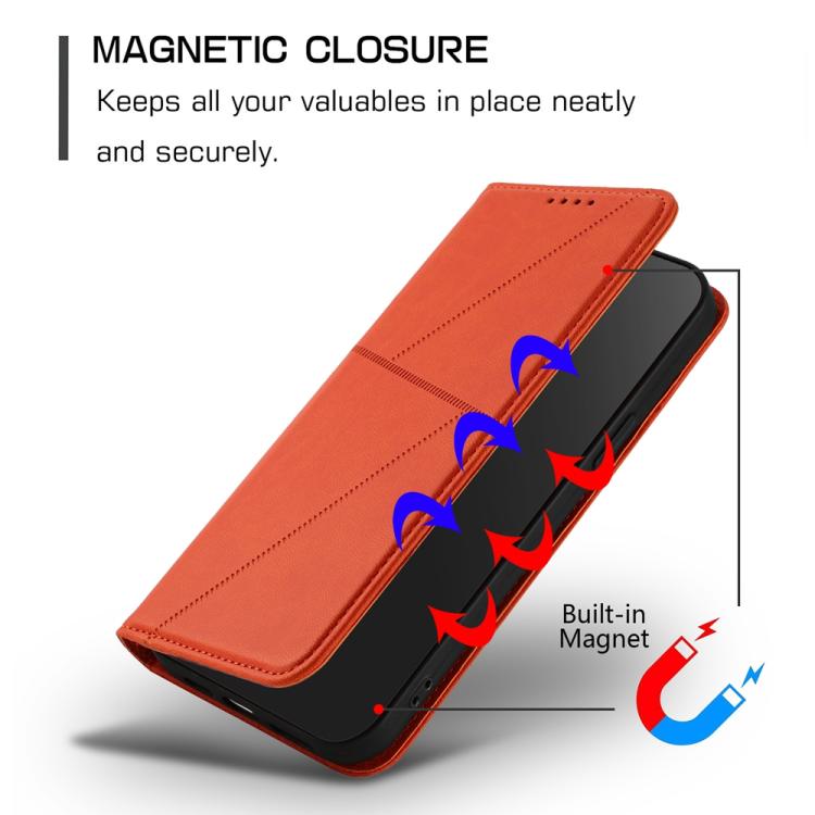 For Google Pixel 10 / Pixel 10 Pro Strong Magnetic Frosted Flip Leather Phone Case(Orange) - Google Cases by buy2fix | Online Shopping UK | buy2fix