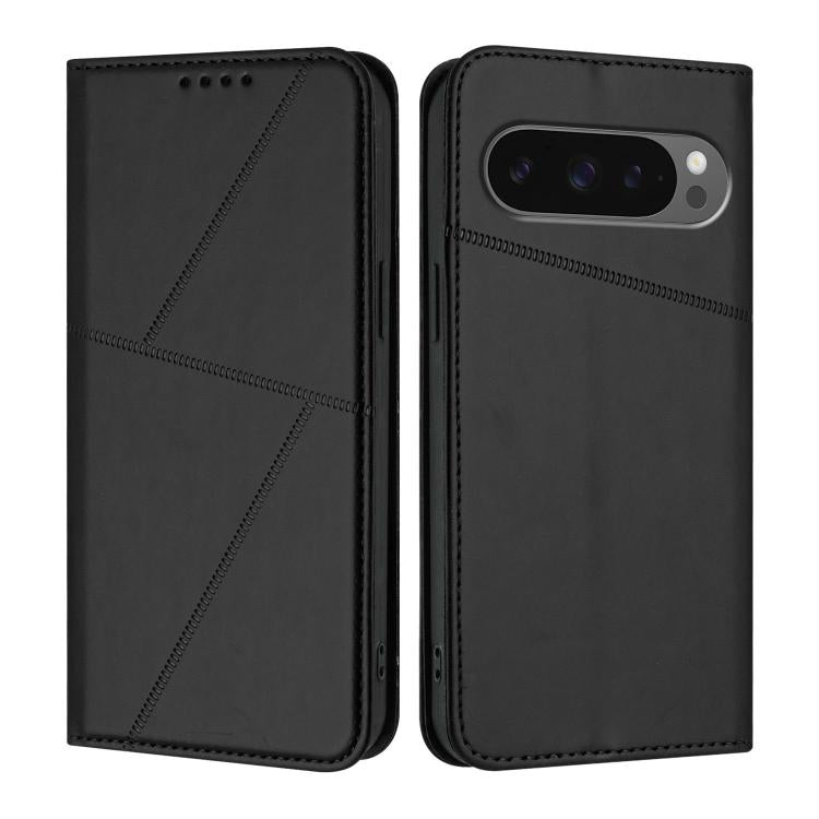 For Google Pixel 10 / Pixel 10 Pro Strong Magnetic Frosted Flip Leather Phone Case(Black) - Google Cases by buy2fix | Online Shopping UK | buy2fix