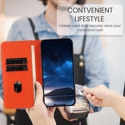 For Google Pixel 10 Pro XL Strong Magnetic Frosted Flip Leather Phone Case(Orange) - Google Cases by buy2fix | Online Shopping UK | buy2fix