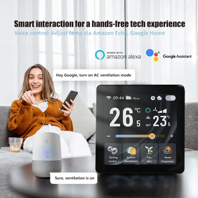 BAC-2005AL Two Channel 4 inch Screen Smart Room Thermostat(White) - Thermostat & Thermometer by buy2fix | Online Shopping UK | buy2fix