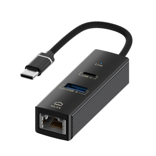 Type-C to Type-C RJ45 USB-A HUB Expand Converter(Black) - USB HUB by buy2fix | Online Shopping UK | buy2fix