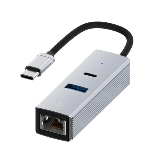 Type-C to Type-C RJ45 USB-A HUB Expand Converter(Silver) - USB HUB by buy2fix | Online Shopping UK | buy2fix