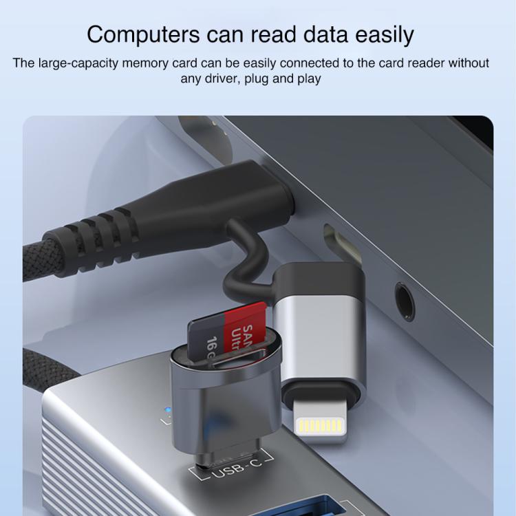 Type-C / 8 Pin to Type-C RJ45 USB-A HUB Expand Converter(Silver) - USB HUB by buy2fix | Online Shopping UK | buy2fix