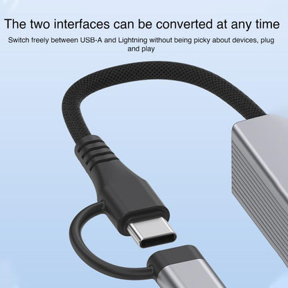 Type-C / 8 Pin to Type-C RJ45 USB-A HUB Expand Converter(Silver) - USB HUB by buy2fix | Online Shopping UK | buy2fix