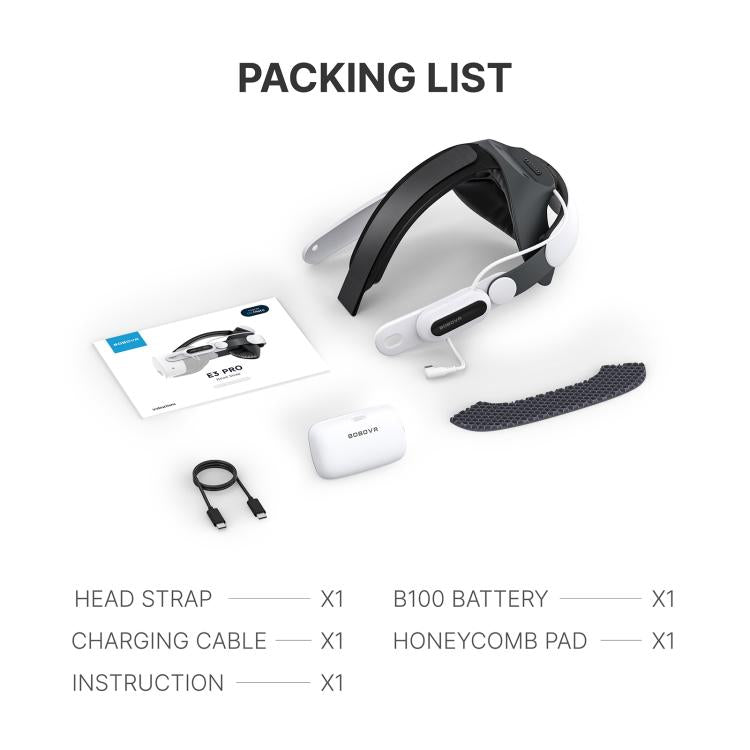 BOBOVR E3 Pro For Meta Quest 3S / 3 VR Head Strap with B100 Battery Cell - VR Accessories by buy2fix | Online Shopping UK | buy2fix