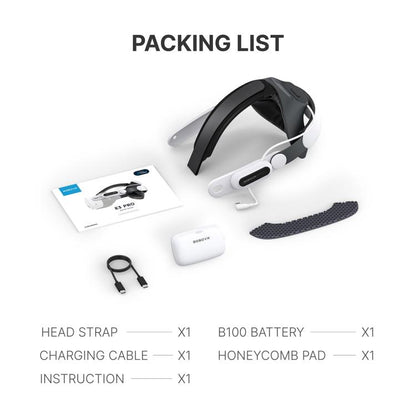 BOBOVR E3 Pro For Meta Quest 3S / 3 VR Head Strap with B100 Battery Cell - VR Accessories by buy2fix | Online Shopping UK | buy2fix