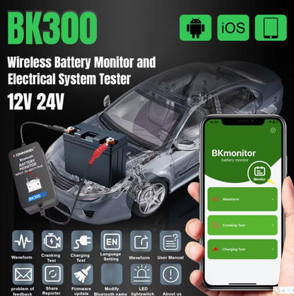 KONNWEI BK300 6V / 12V / 24V Car Bluetooth 5.0 Battery Monitor Diagnostic Tool(Black) - Code Readers & Scan Tools by KONNWEI | Online Shopping UK | buy2fix
