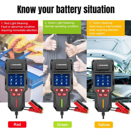 KONNWEI KW700 12V / 24V 2.8 inch Color Screen Car Battery Tester with Printer(Black) - Code Readers & Scan Tools by KONNWEI | Online Shopping UK | buy2fix