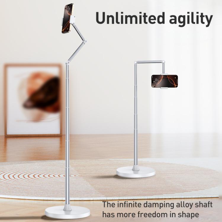 X9 Infinitely Adjustable Floor Stand Two Shaft Phone Live Broadcast Bracket, Height: 63-153cm(White) - Lazy Bracket by buy2fix | Online Shopping UK | buy2fix