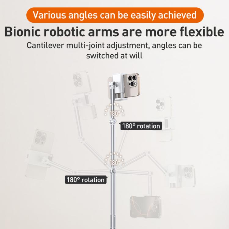 X9 Infinitely Adjustable Floor Stand Two Shaft Phone Live Broadcast Bracket, Height: 63-153cm(White) - Lazy Bracket by buy2fix | Online Shopping UK | buy2fix