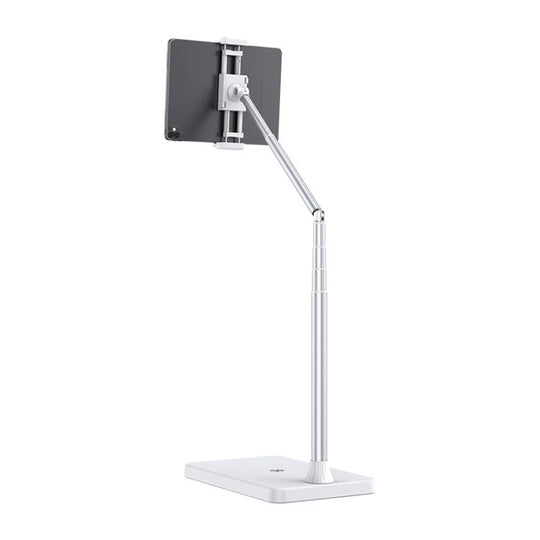 X10 Square Base Infinitely Adjustable Floor Stand Flexible Axis Phone PC Live Broadcast Bracket, Height: 41-155cm (White)