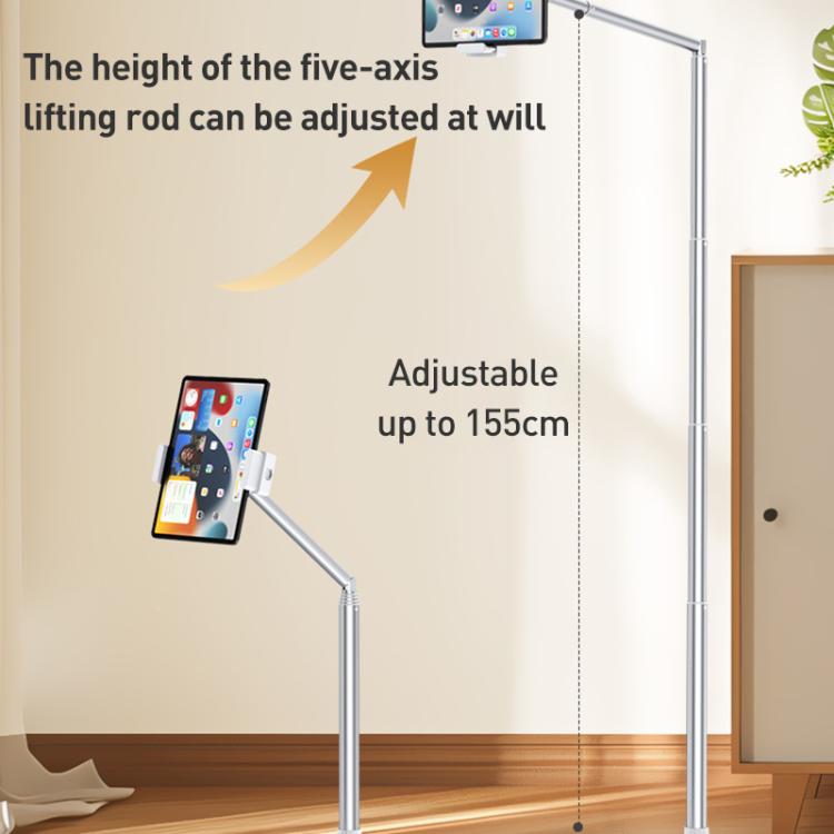 X10 Square Base Infinitely Adjustable Floor Stand Flexible Axis Phone PC Live Broadcast Bracket, Height: 41-155cm (White) - Lazy Bracket by buy2fix | Online Shopping UK | buy2fix