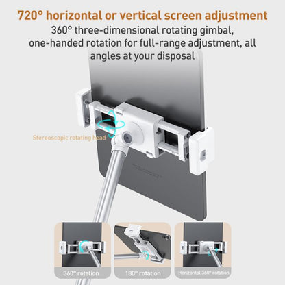 X10 Square Base Infinitely Adjustable Floor Stand Flexible Axis Phone PC Live Broadcast Bracket, Height: 41-155cm (White) - Lazy Bracket by buy2fix | Online Shopping UK | buy2fix