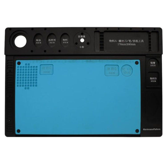 Microscope Aluminum Alloy Stand Base Heat-Resistant Silicone Pad(Black)