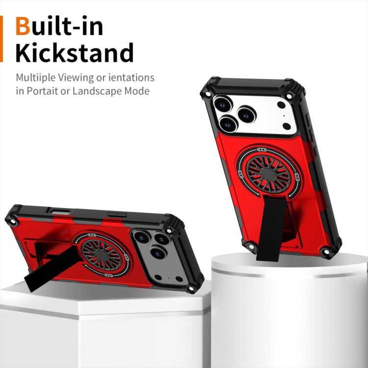 For iPhone 17 Pro Max Shockproof Kickstand Metallic Shaft MagSafe Phone Case(Red) - iPhone 17 Pro Max Cases by buy2fix | Online Shopping UK | buy2fix