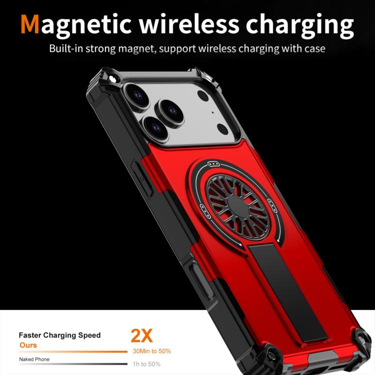 For iPhone 17 Pro Max Shockproof Kickstand Metallic Shaft MagSafe Phone Case(Red) - iPhone 17 Pro Max Cases by buy2fix | Online Shopping UK | buy2fix