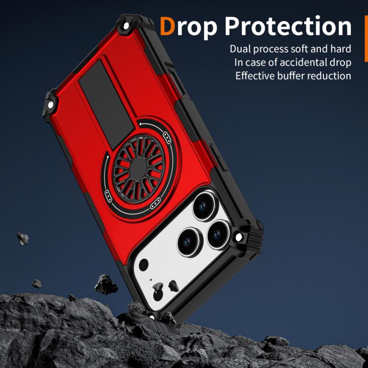 For iPhone 17 Pro Max Shockproof Kickstand Metallic Shaft MagSafe Phone Case(Red) - iPhone 17 Pro Max Cases by buy2fix | Online Shopping UK | buy2fix